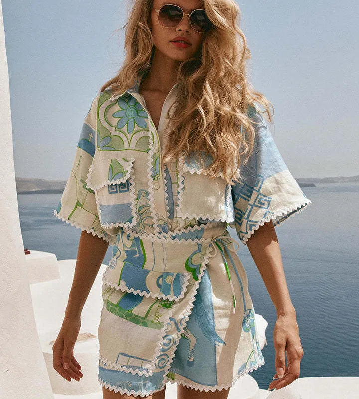 Geometric Linen Co-ord Set