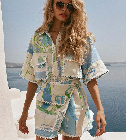 Geometric Linen Co-ord Set