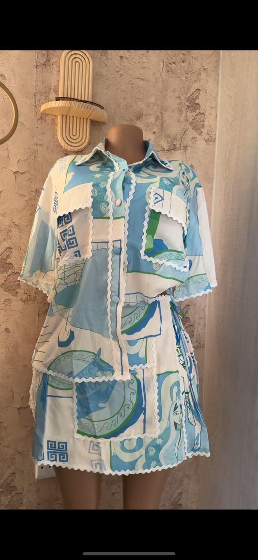 Geometric Linen Co-ord Set